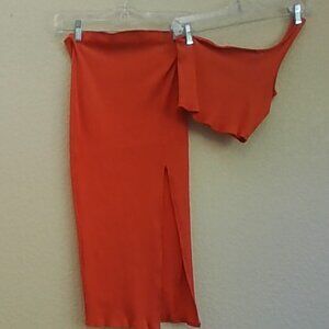 Bodycon top & skirt set (orange)